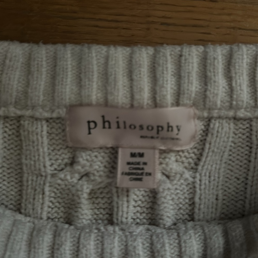 Philosophy Cream Cable Knit Crew Neck Sweater - Picture 2 of 3